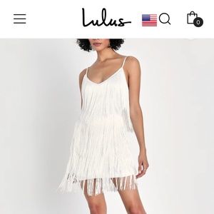 White sequin fringe dress